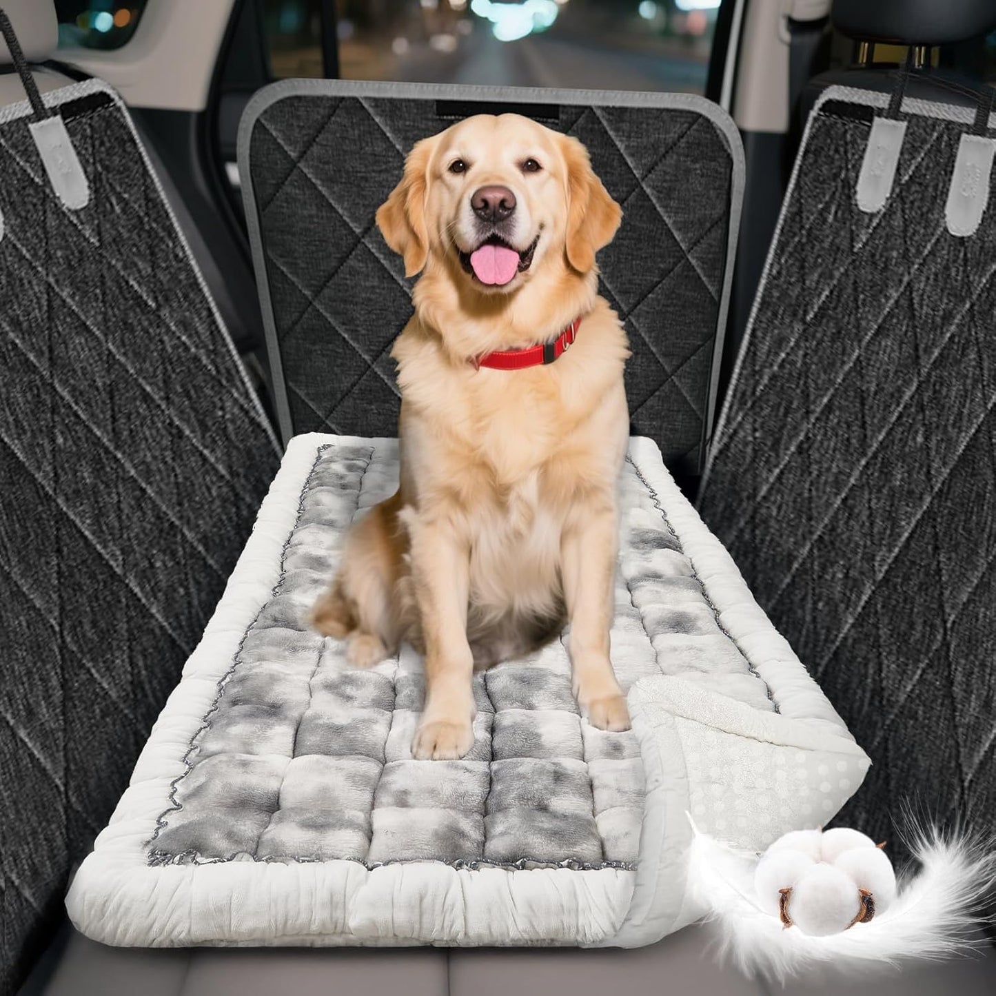 Thickened Dog Bed for Car Back Seat, Upgraded Bottom