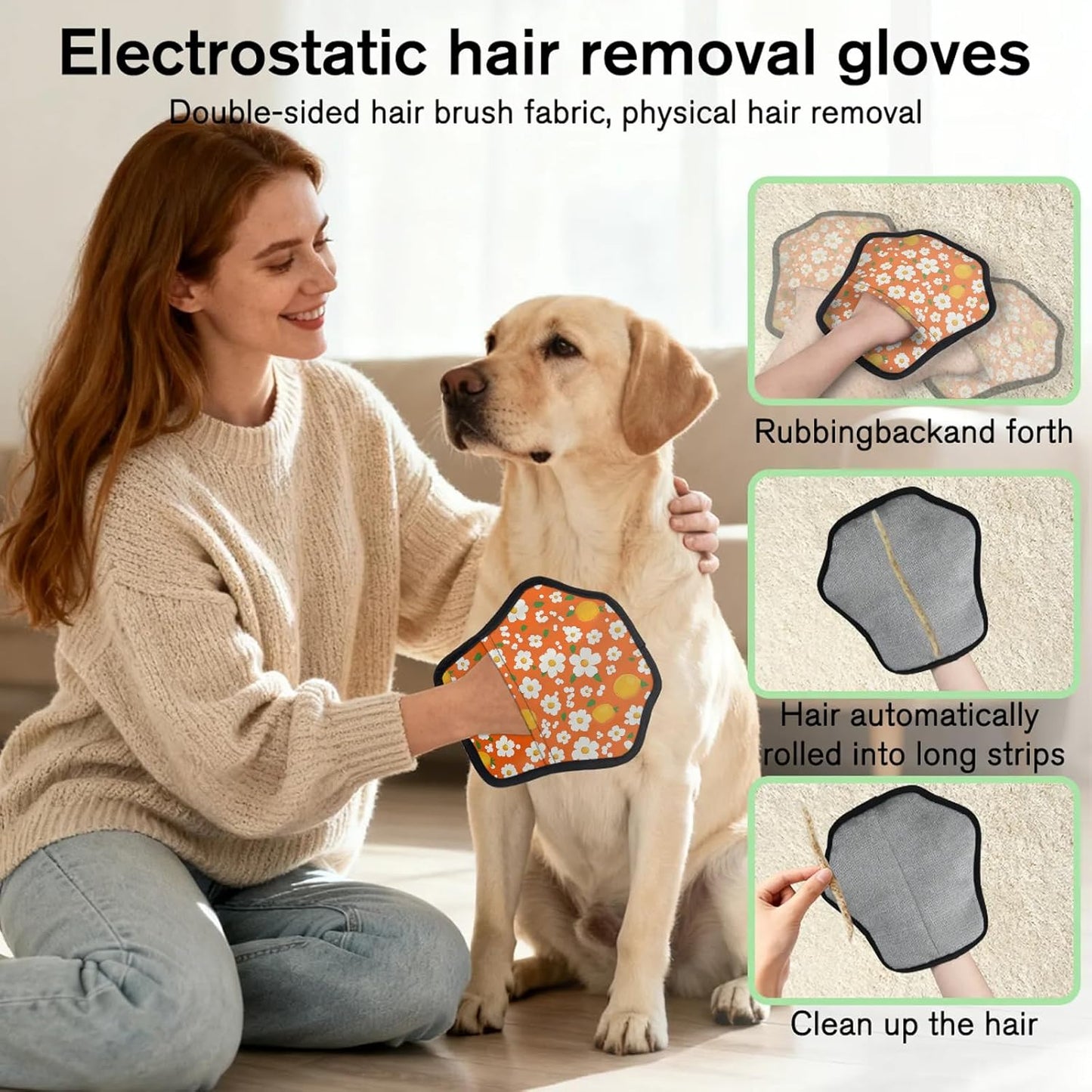 Pet Hair Removal Glove for Dogs Cats Reusable Washable Set