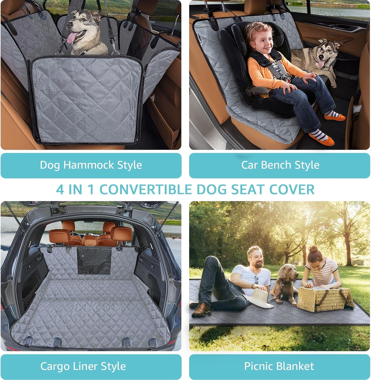 Dog Hammock for Car | Mesh Window & Safety Belt | Back Seat