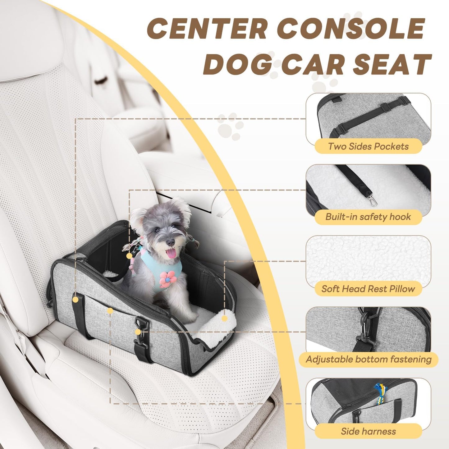 Dog Car Seat Pets Center Console Portable Booster Seats