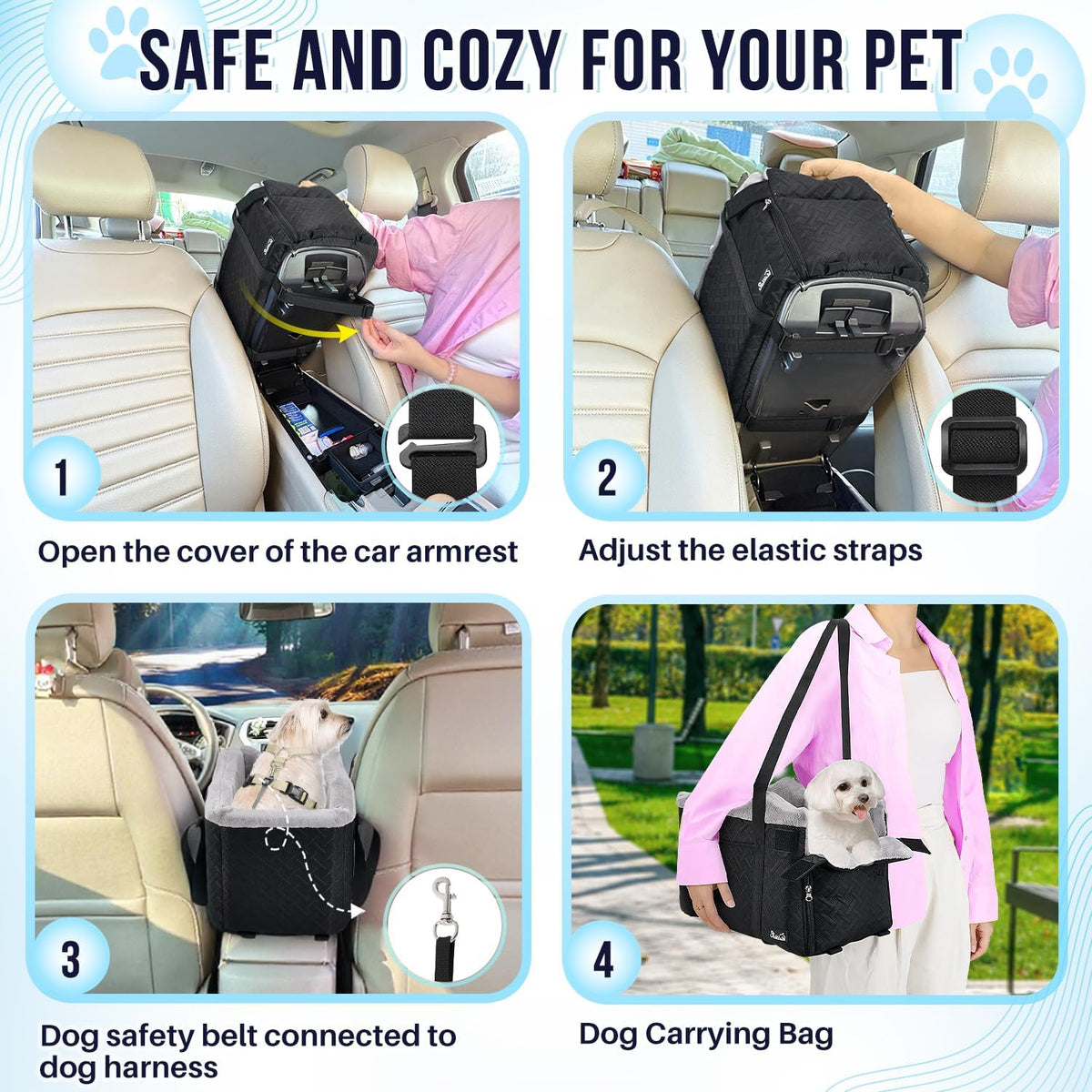 Console Dog Car Seat - Portable Center Dog Car Seat for