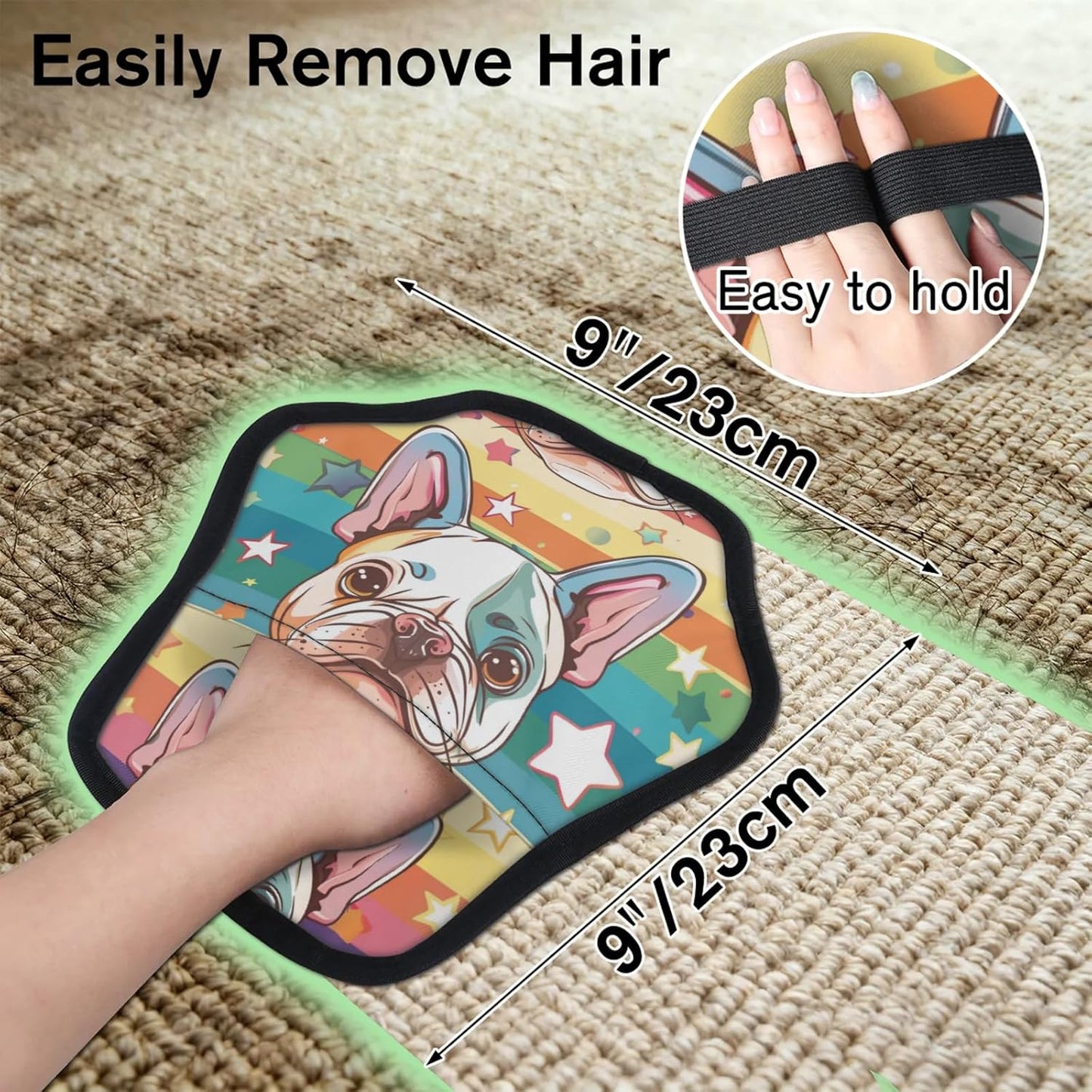 Cute Funny Dog 2Pcs Electrostatic Reusable Pet Hair Removal