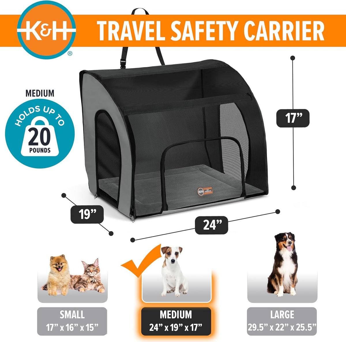 Enclosed Dog Car Seat, Travel Safety Carrier , Dog Travel
