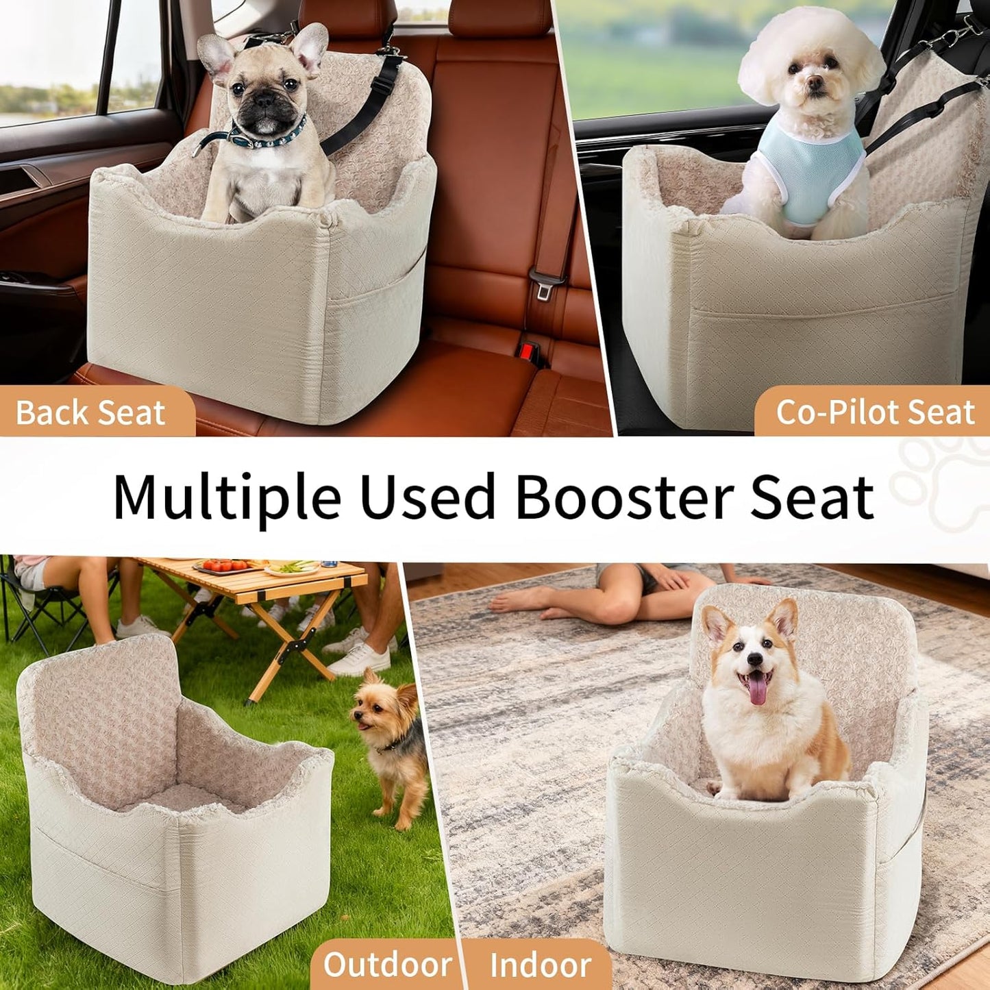 Dog Car Seat for Small Medium Dogs - 6.7inch Elevated Dog