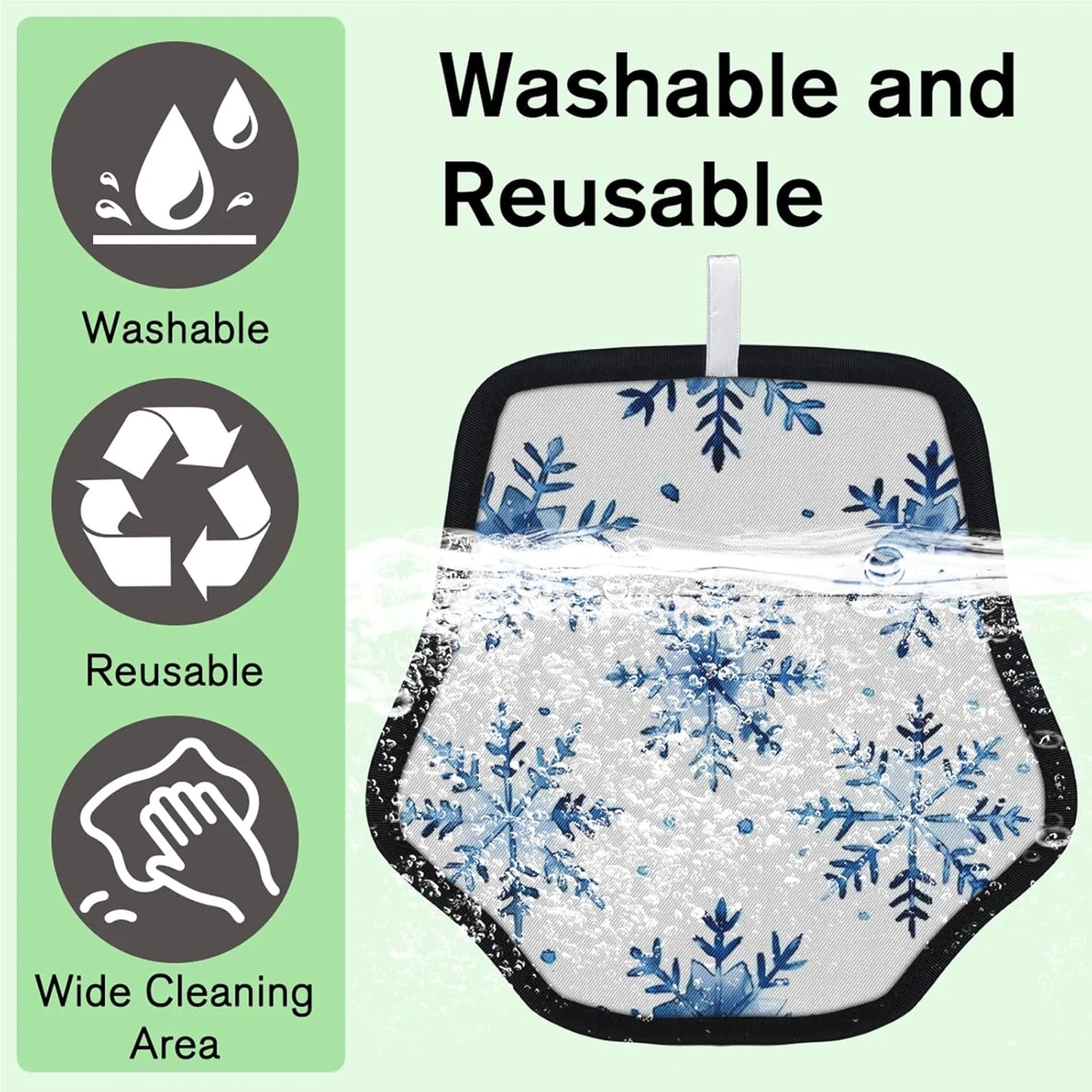Blue Christmas Snowflake 2Pcs Electrostatic Reusable Pet