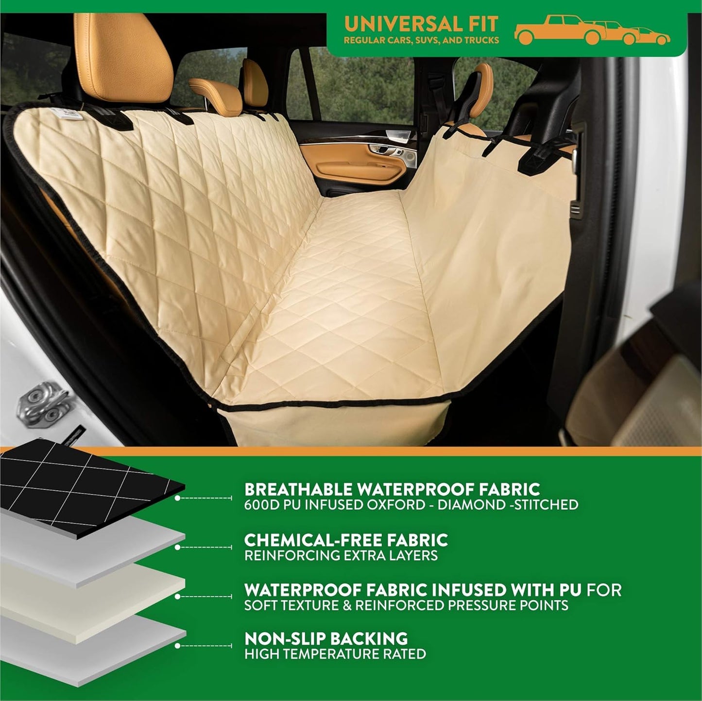 Premium Rear Car Seat Protector w/Hammock | Washable &