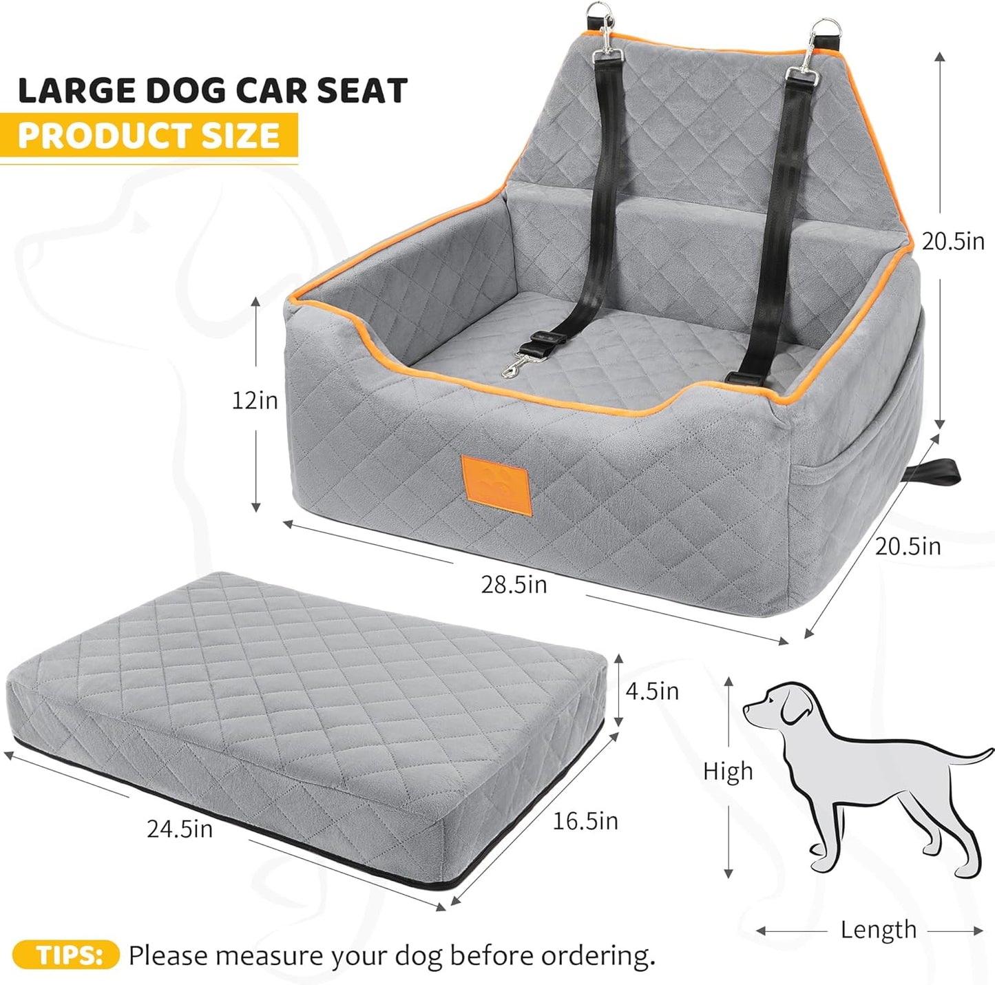 Dog Car Seat for Large/Medium Dog, Booster Seat for Dogs
