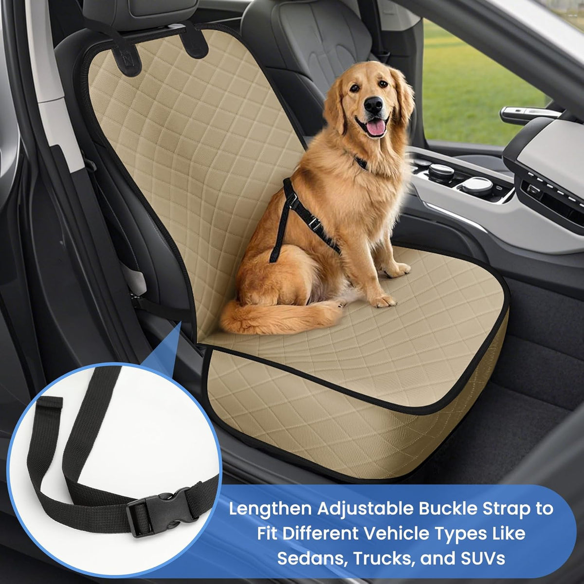 Dog Car Seat Covers, Waterproof Front Seat Cover for Dogs