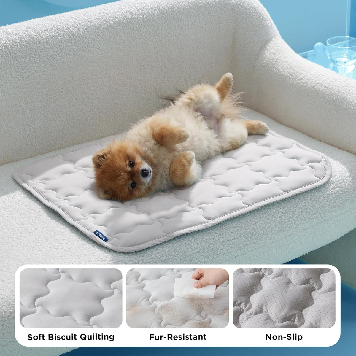 Bedsure Cooling Dog Mat Extra Large, Q-Max>0.5 XL Thin Breathable Cold Crate Pad for Pet, Portable Washable Kennel Bed for Summer Active Dog with Chill Soothing Fabric to Rapid Cooling, 41x28, Grey