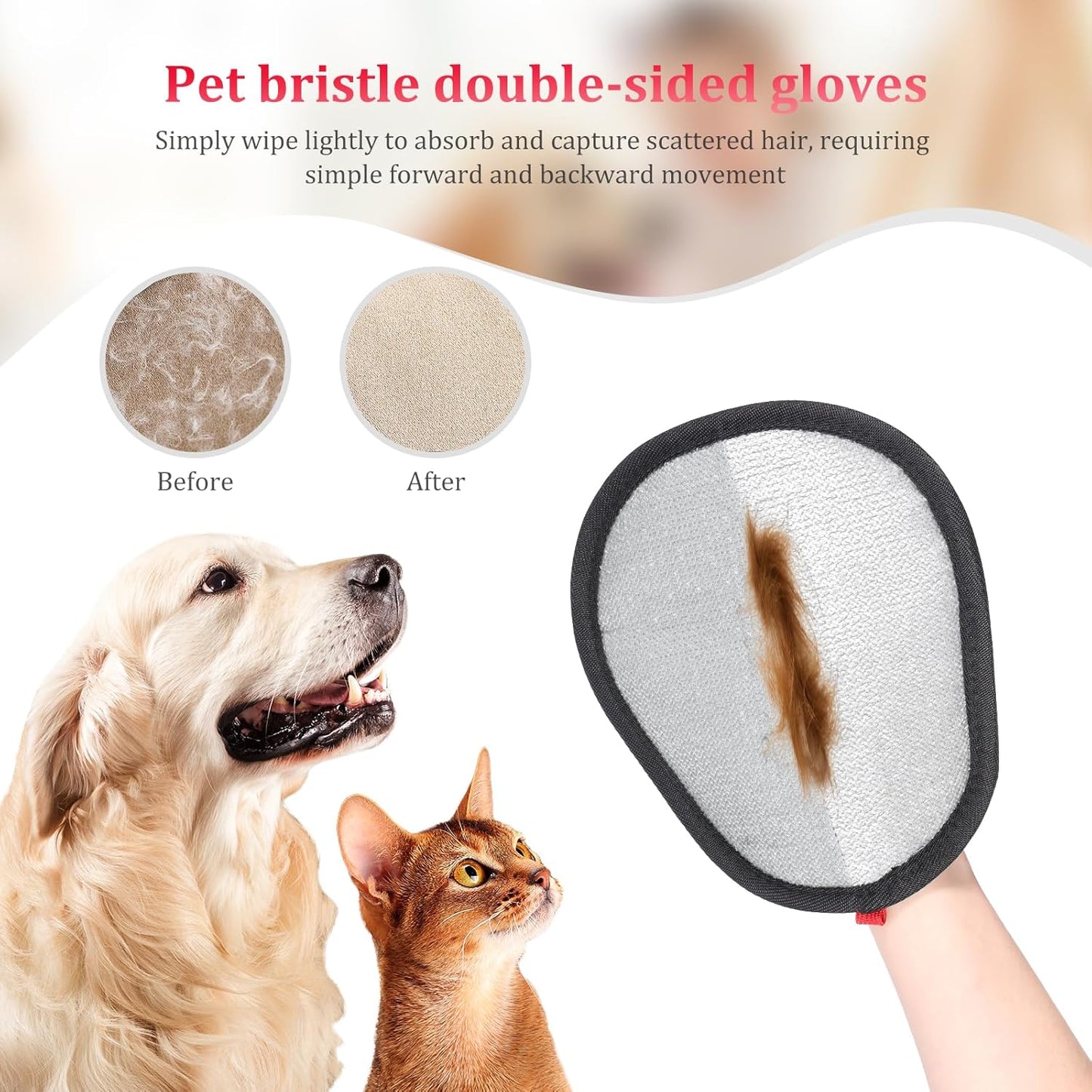 2PCS Pet Hair Removal Glove - Electrostatic Mitt Reusable