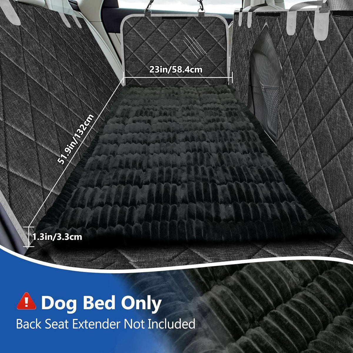 Thickened Dog Bed for Car Back Seat, Upgraded Bottom