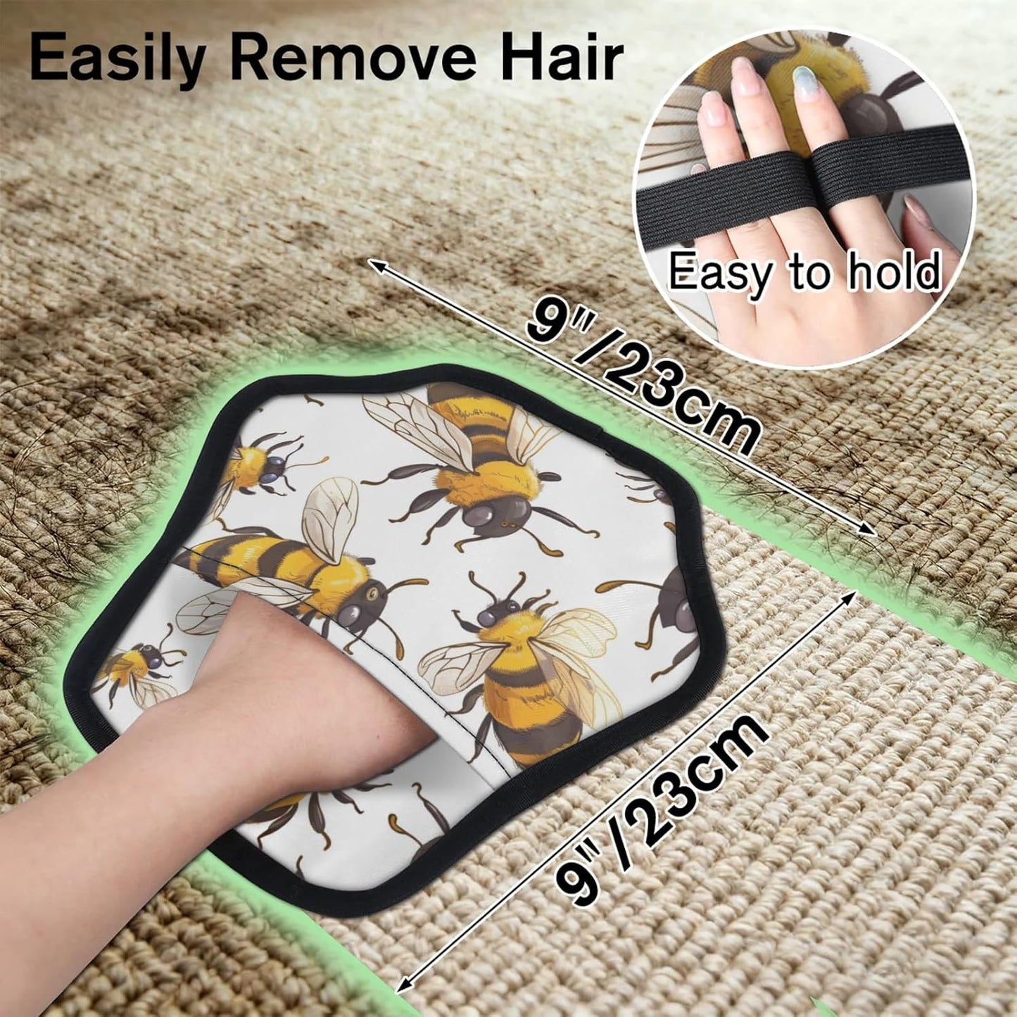 Cute Bee 2Pcs Electrostatic Reusable Pet Hair Removal