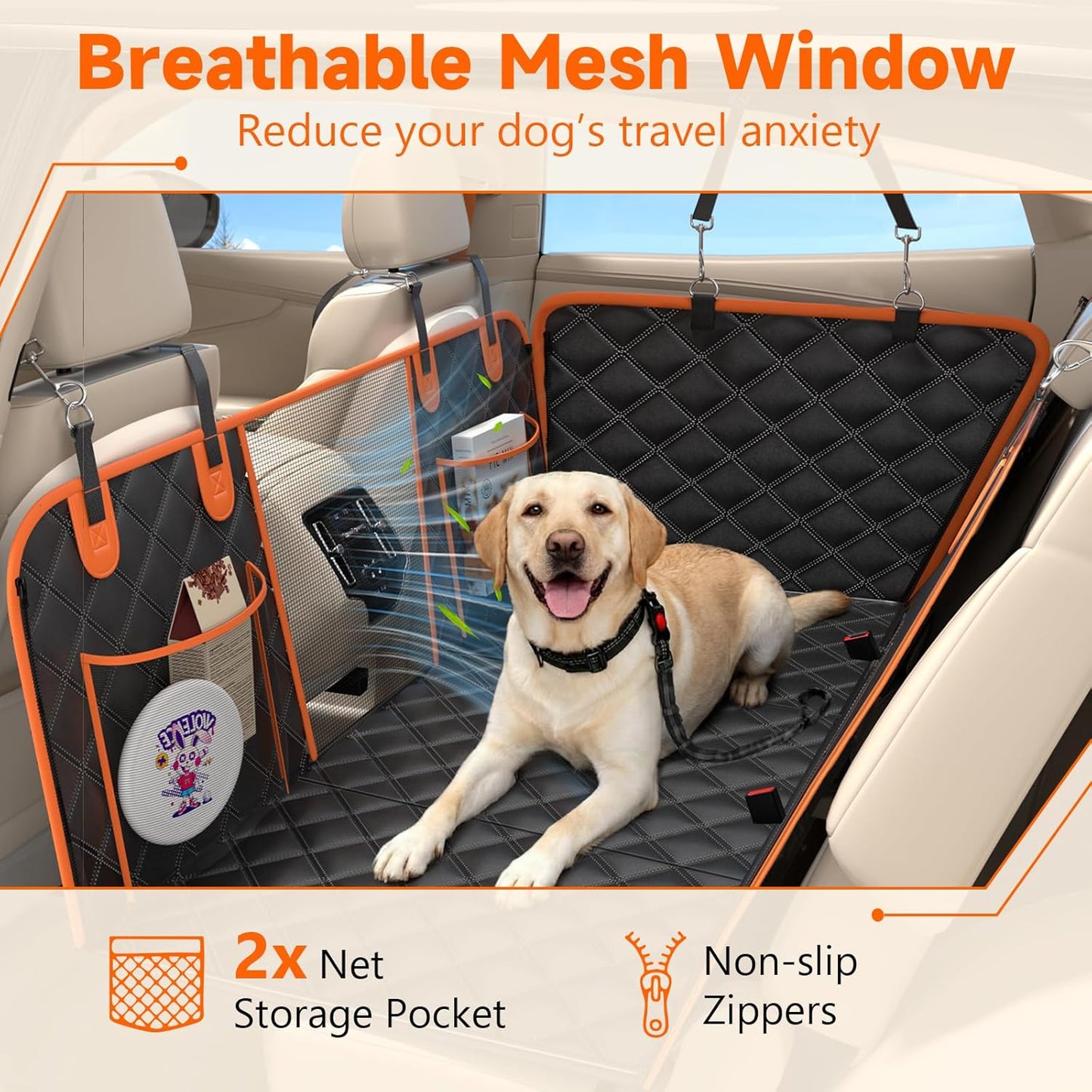 Back Seat Extender for Dogs, 500LBS Hard Bottom Dog Car