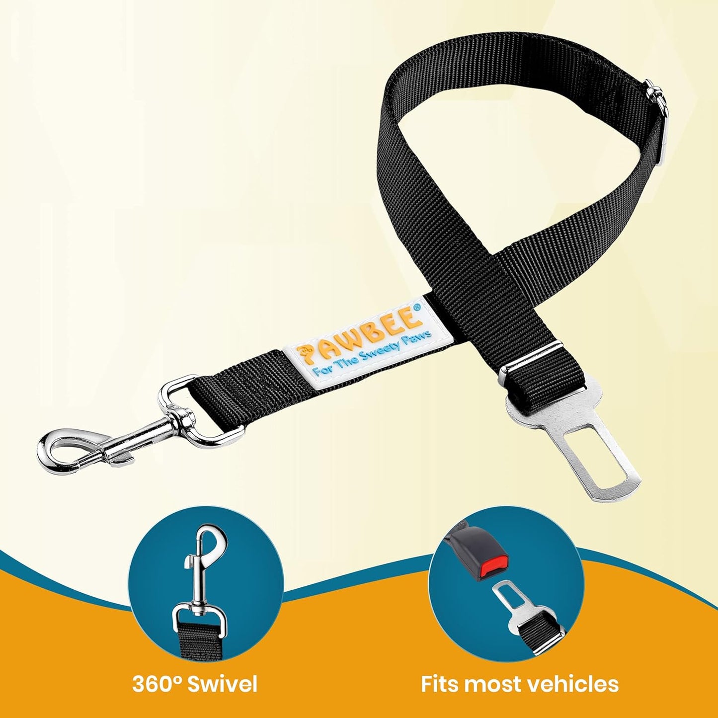 2-Pack Dog Seat Belts for Cars - Adjustable Nylon Car