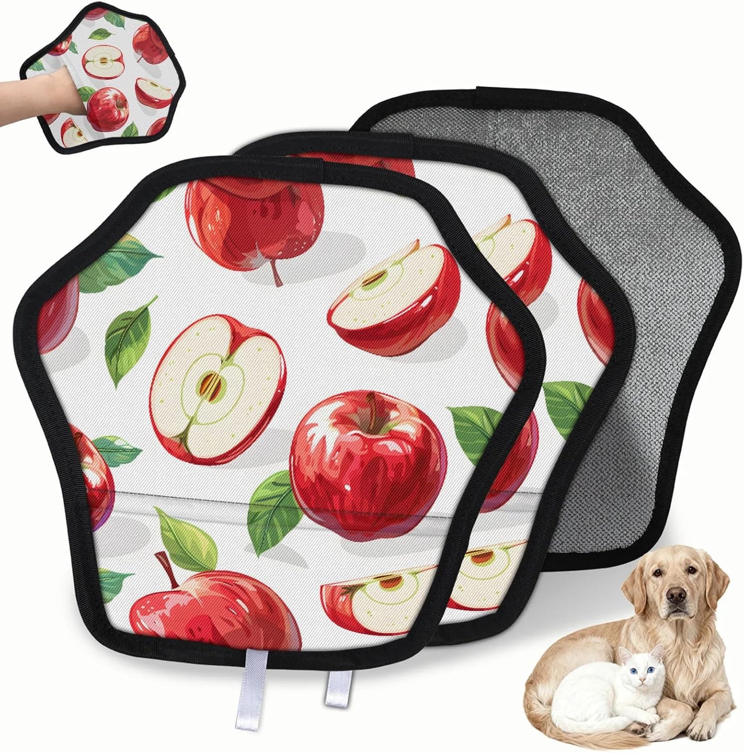 Fruits Red Apples 2Pcs Electrostatic Reusable Pet Hair