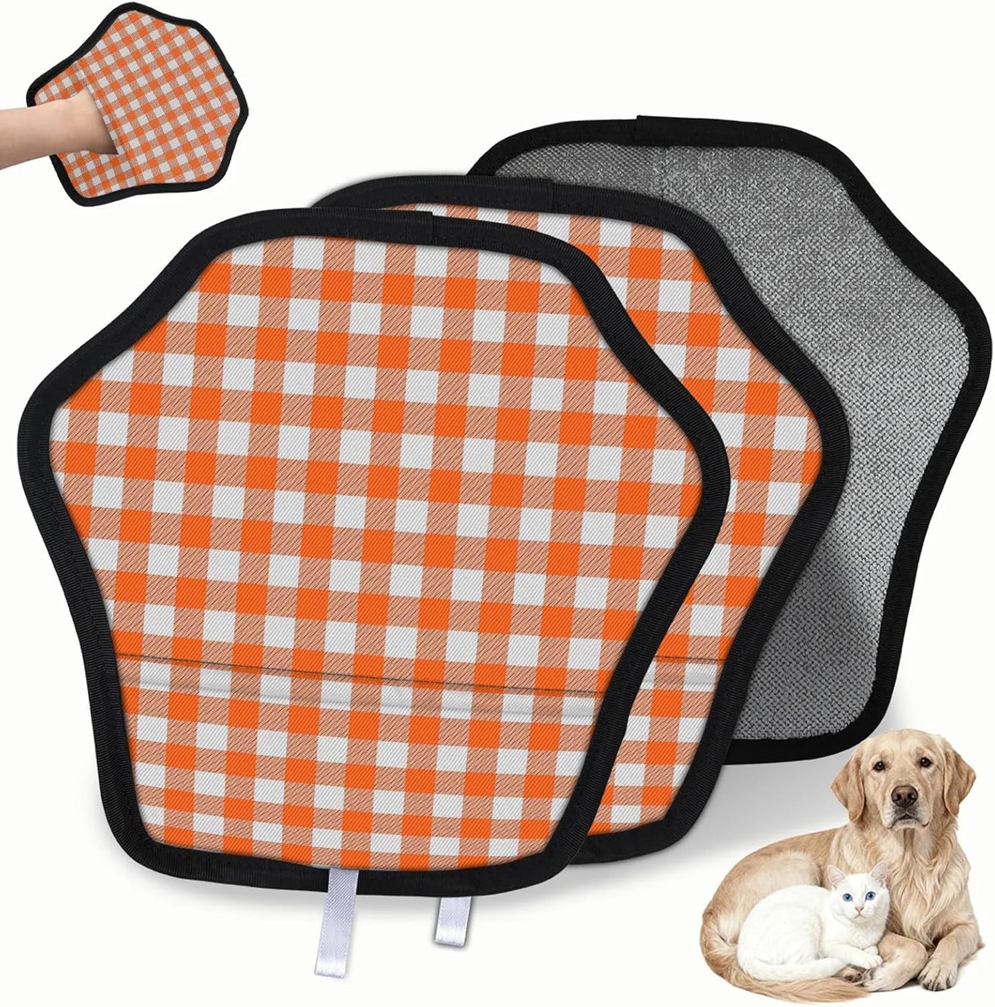 Orange Checkered 2Pcs Electrostatic Reusable Pet Hair