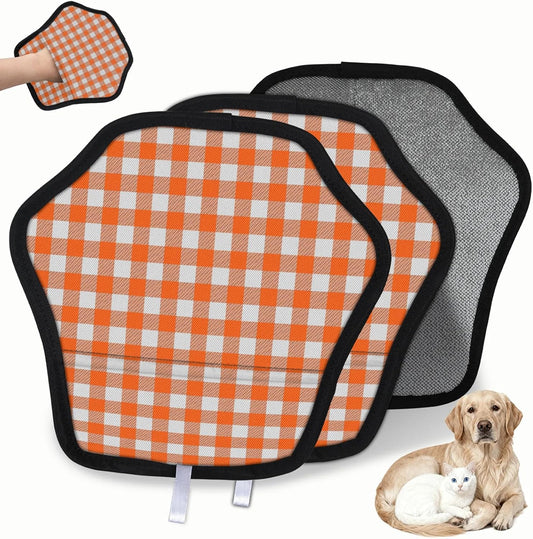 Orange Checkered 2Pcs Electrostatic Reusable Pet Hair