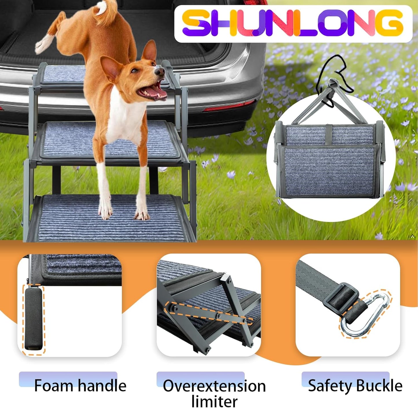 Dog Ramp for Car Truck and SUV Dog Stairs for Large Dogs