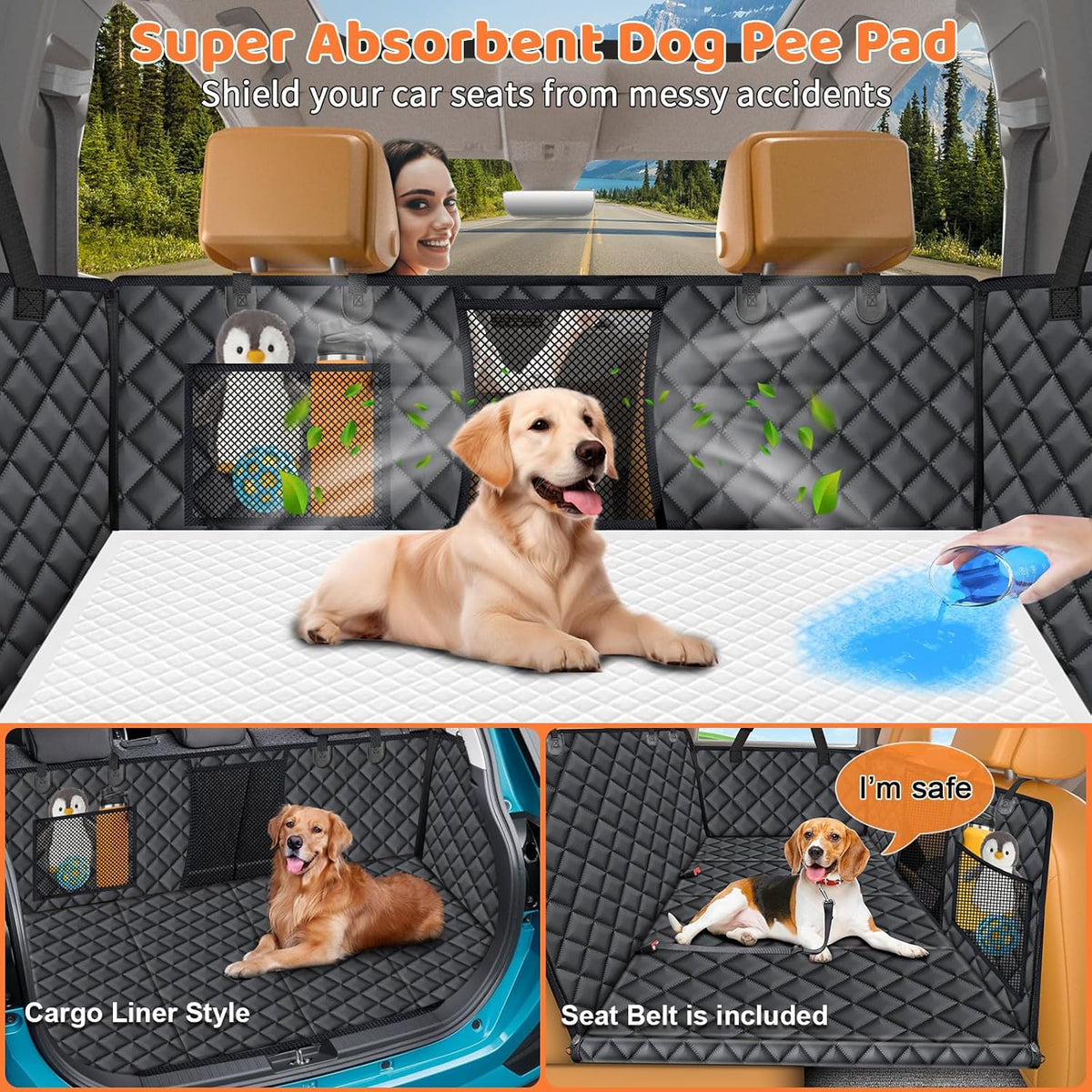 Back Seat Extender for Dogs - Hard Bottom Dog Car Seat