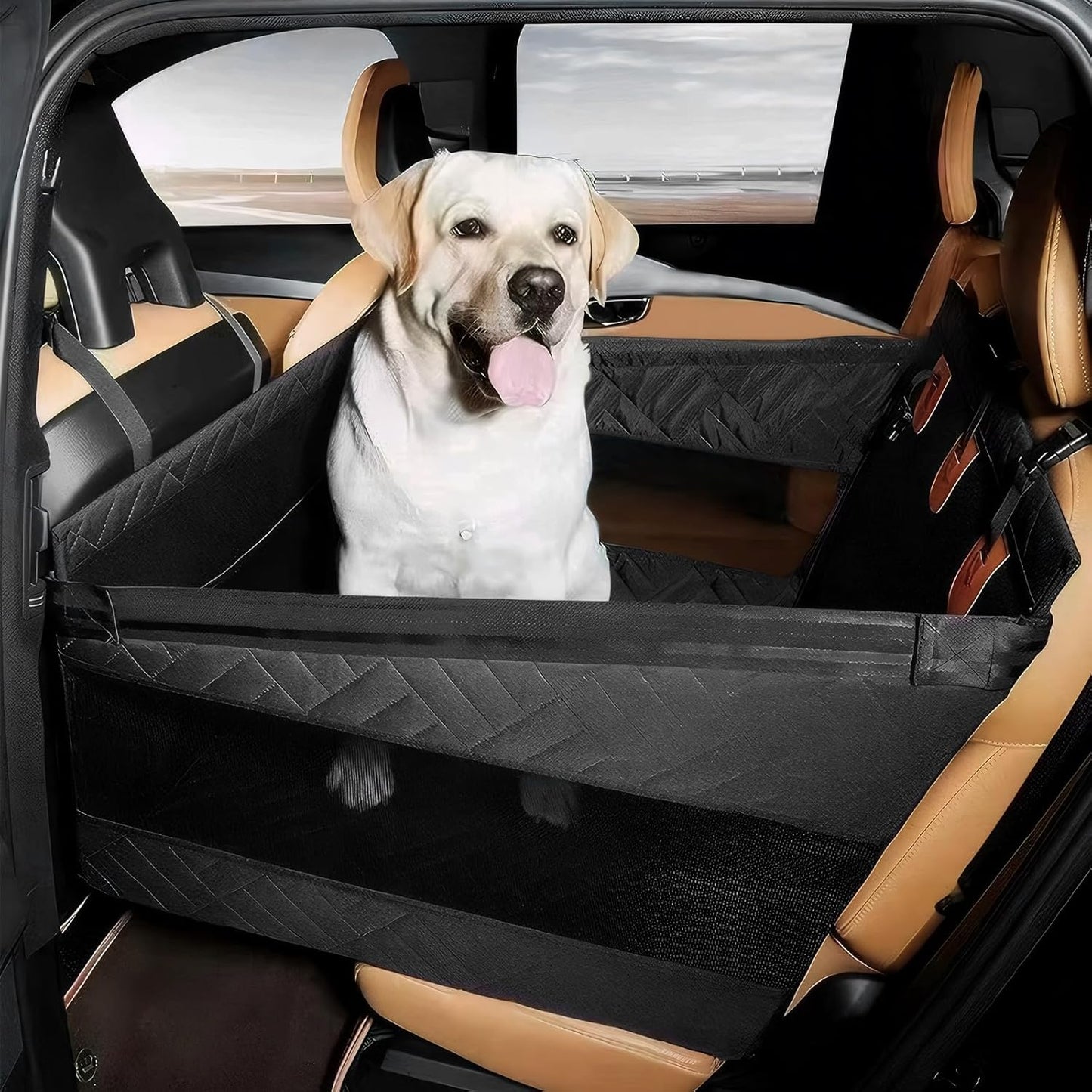 Dog Car Seat, Back Seat Extender for Dogs with 2 Mesh