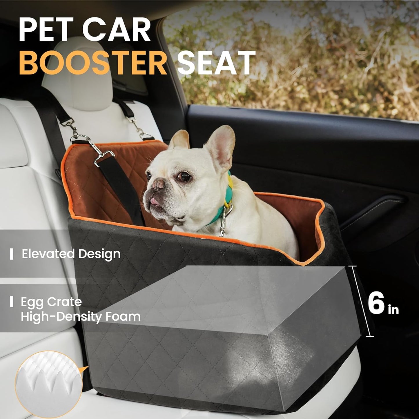 Dog Car Seat for Small Dog with Washable Mat, Memory Foam