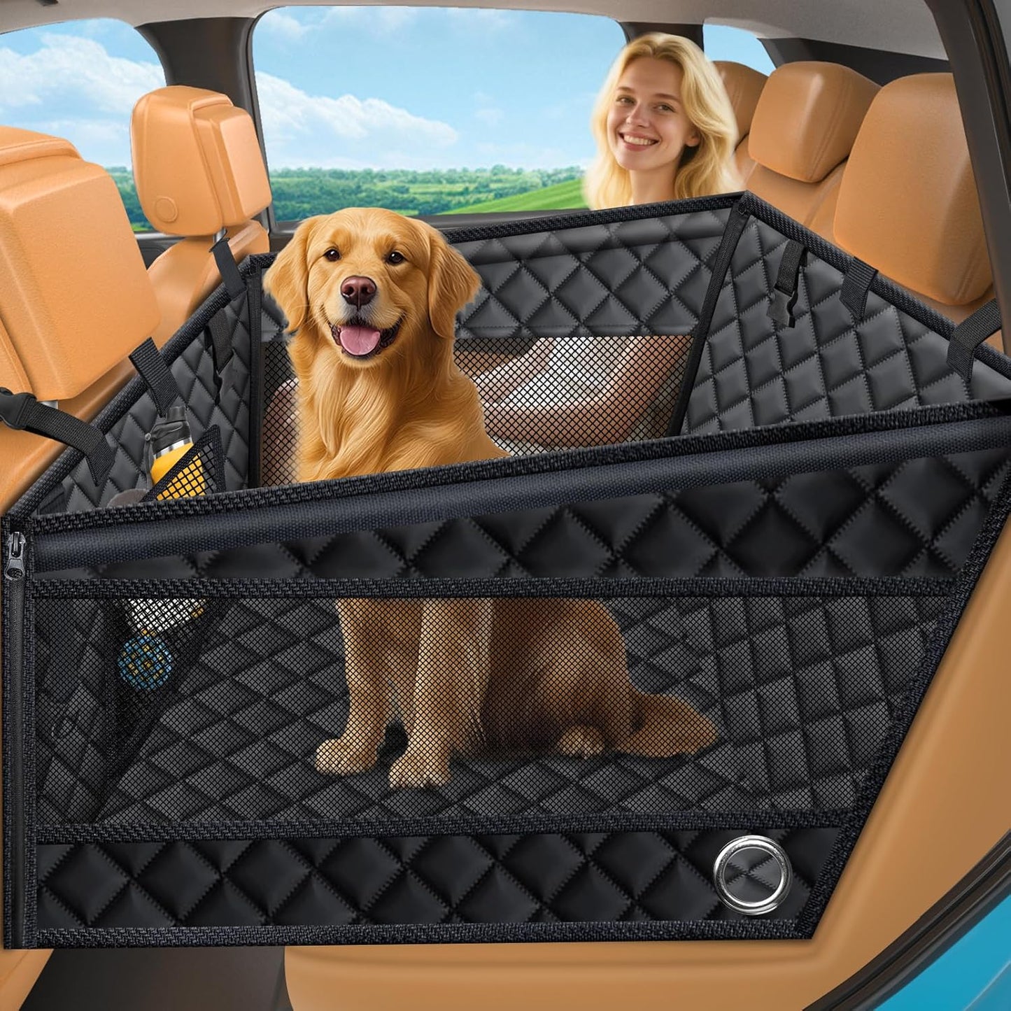 Hard Bottom Dog Car Seat for Large Medium Dogs, Dog Back