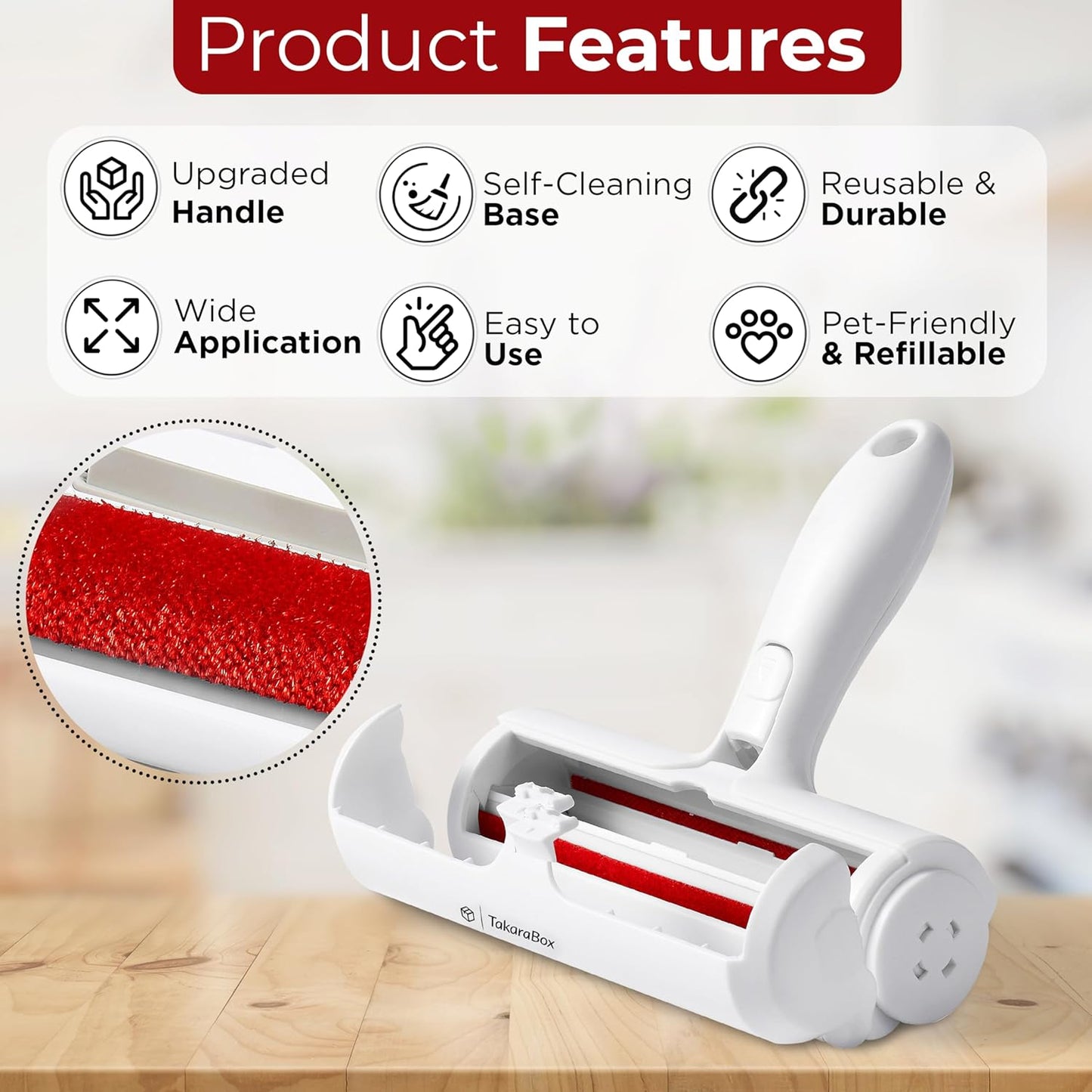 Pet Hair Remover, Reusable Lint Roller with Self-Cleaning