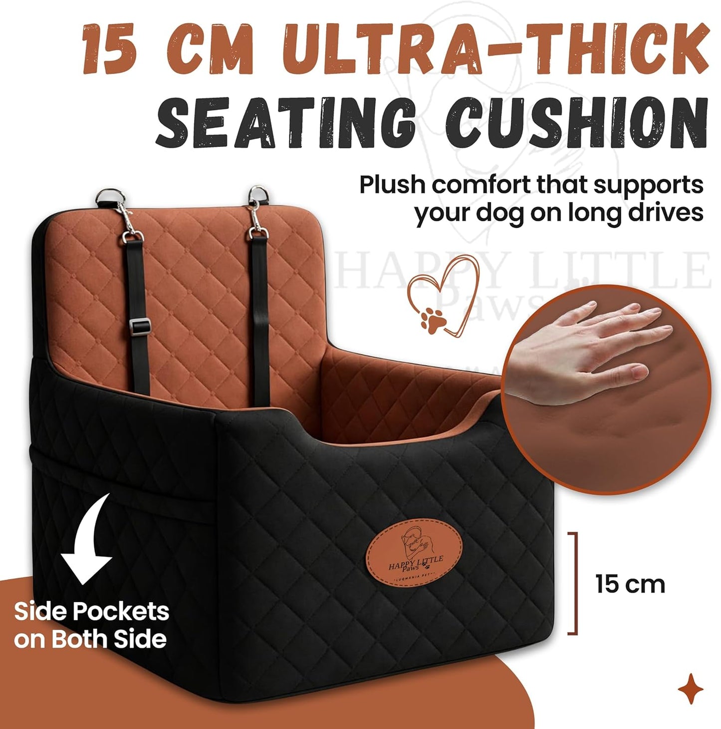 Dog Car Seat Booster for Small Dogs – Thick Cushion