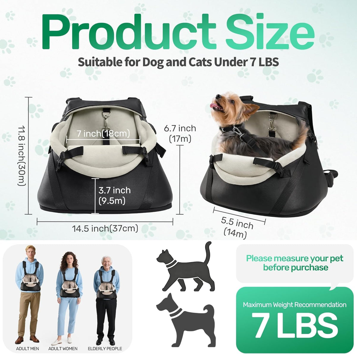 1-7lbs Tiny Dog Car Seat for Teacup Chihuahua Yorkie Luxury