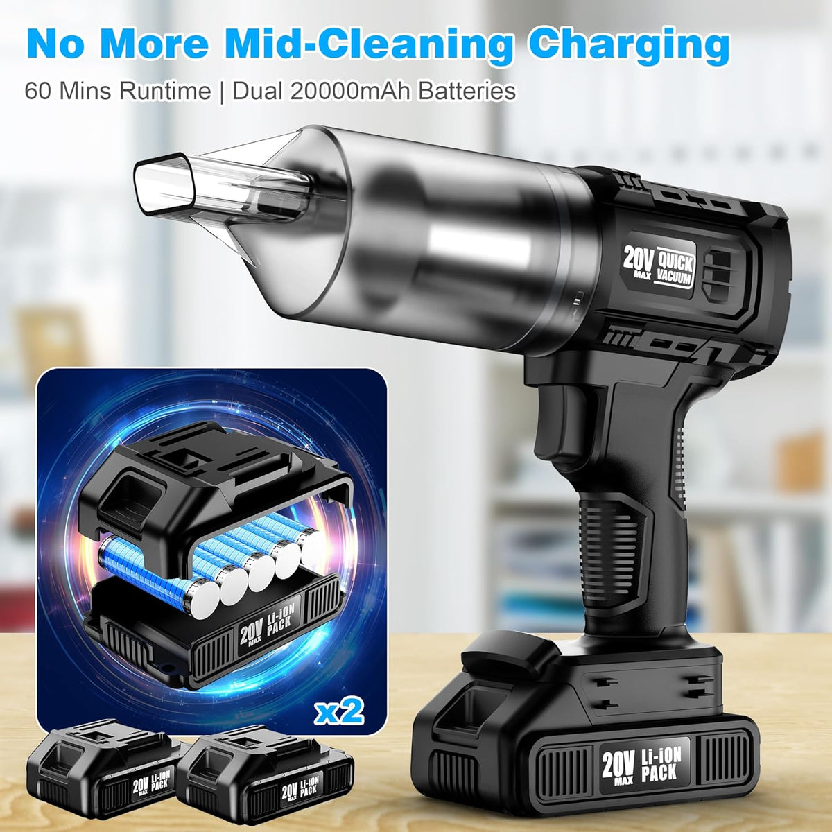 Car Vacuum Cordless, 35000PA Strong Suction Handheld Vacuum