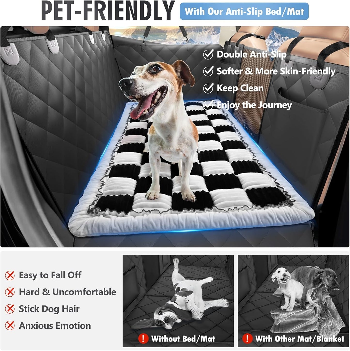 Backseat Dog Bed Non-Slip, Dog Bed for Car Back Seat Soft