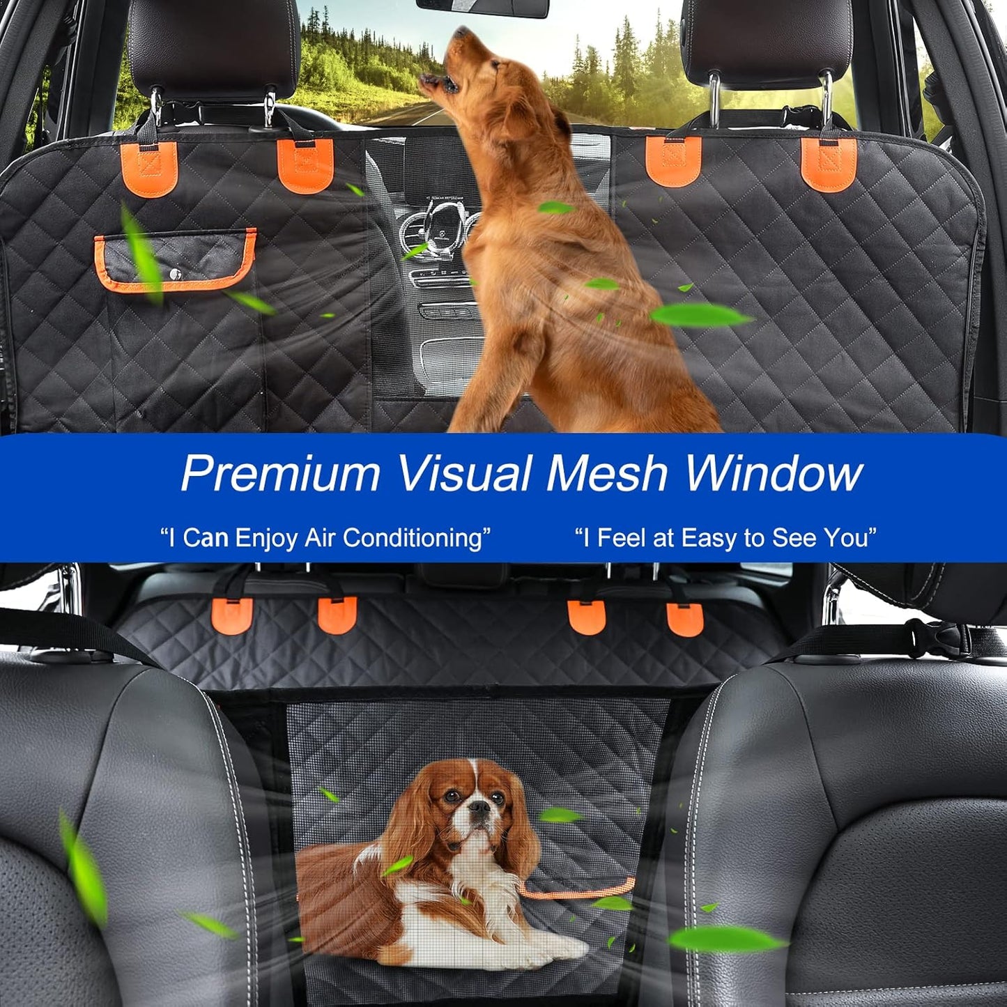 Dog Car Seat Cover for Back Seat 600D Scratchproof Nonslip