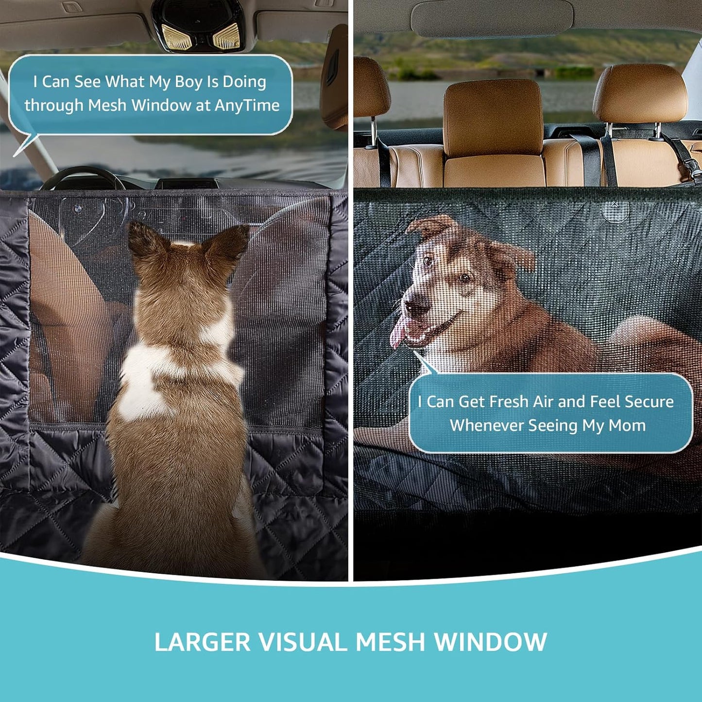 Dog Car Seat Cover for Back Seat | Mesh Window & Safety