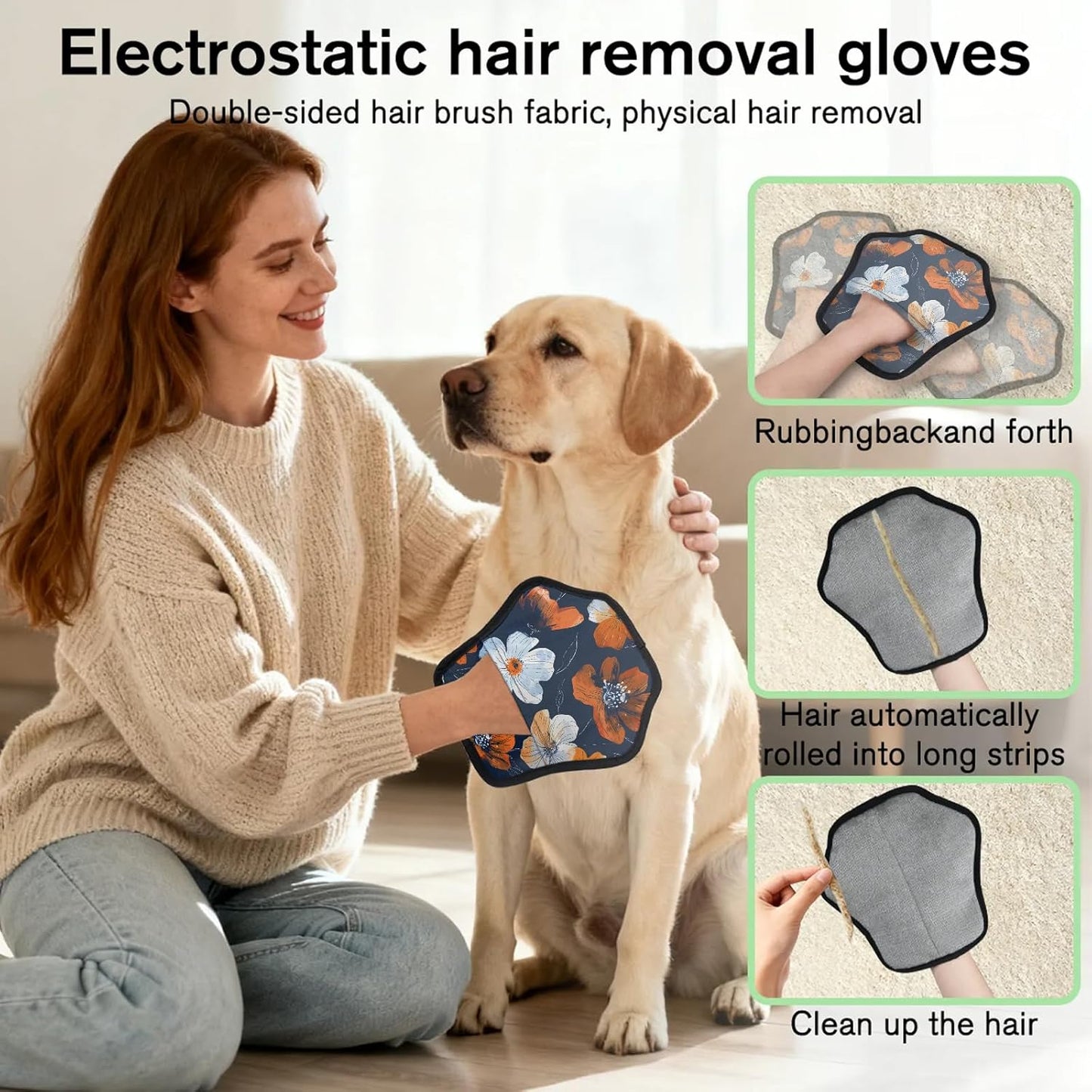Pet Hair Removal Glove for Dogs Cats Reusable Washable Set
