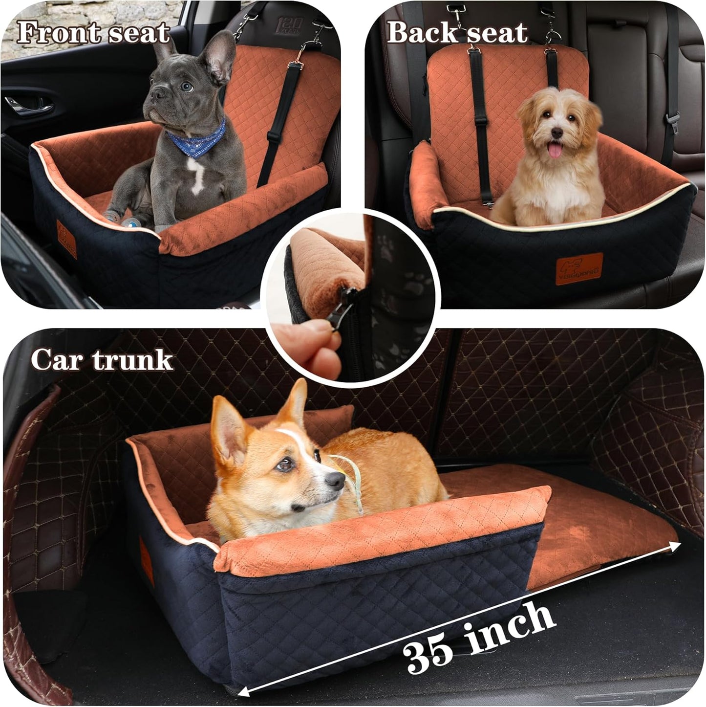 Dog Car Seat Bed 2 in 1 for Small/Medium Dogs up to 35
