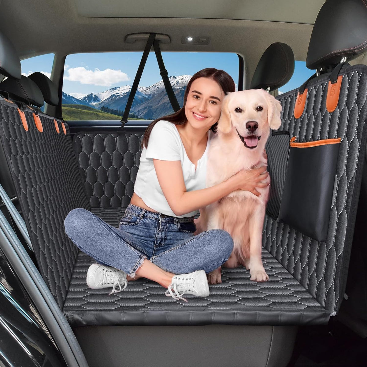 XL Back Seat Extender for Dogs-Supports 400lb,Waterproof
