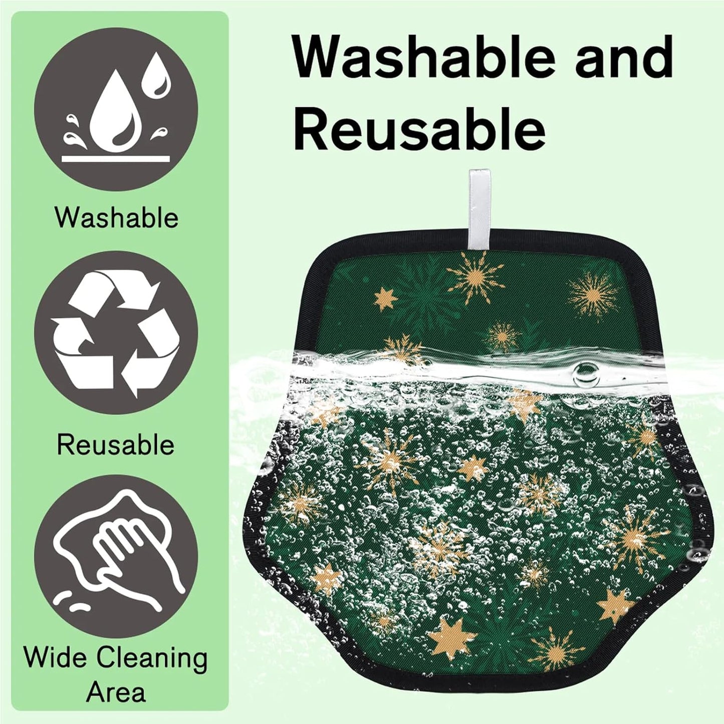Green Christmas Snowflake 2Pcs Electrostatic Reusable Pet