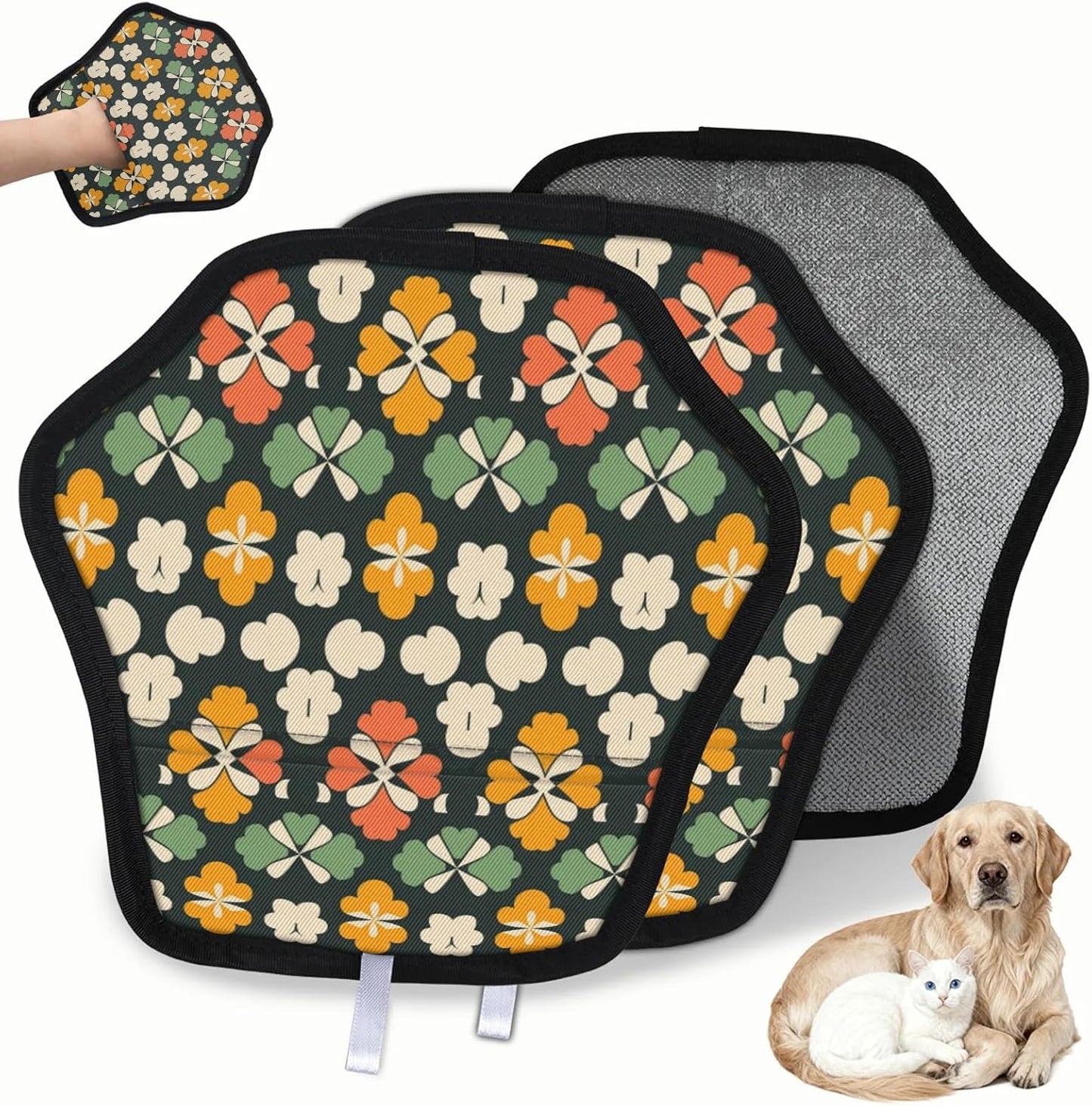 Boho Green Clover 2Pcs Electrostatic Reusable Pet Hair