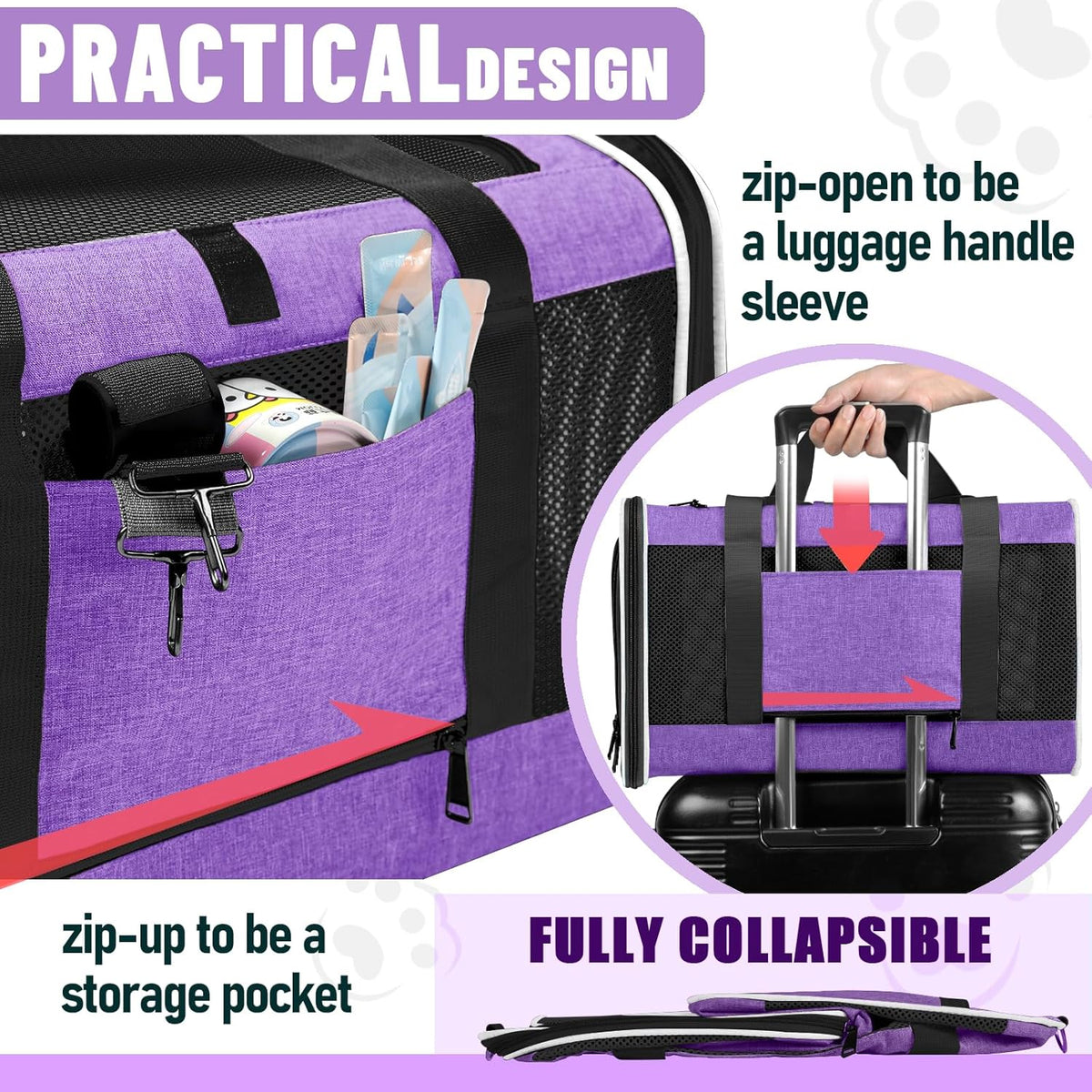 Pet Carrier for Large Cat 20 lbs+ / Soft Sided Small Dog 12