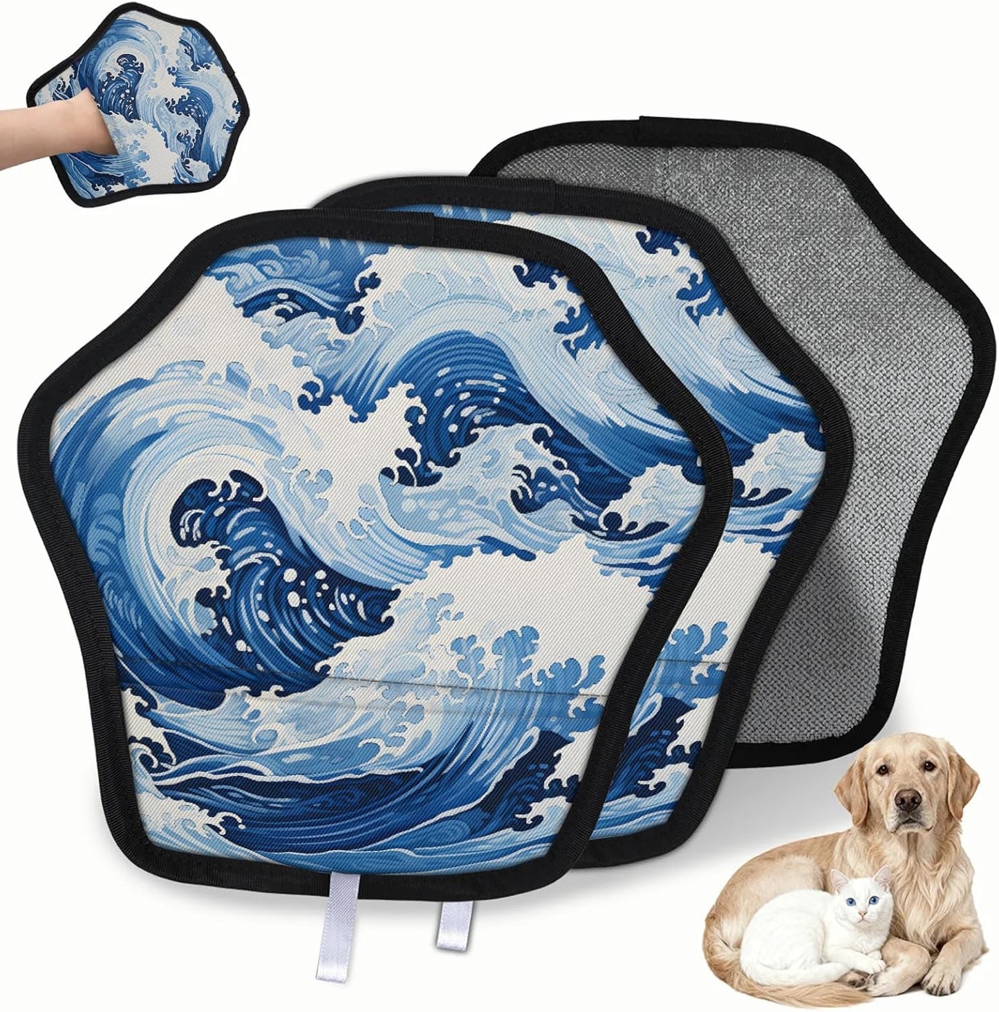Japanese Sea Wave 2Pcs Electrostatic Reusable Pet Hair