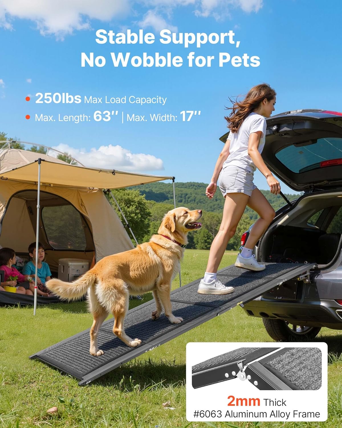 Dog Ramp for Cars, 63" L x 17" W, Folding Pet Ramps for