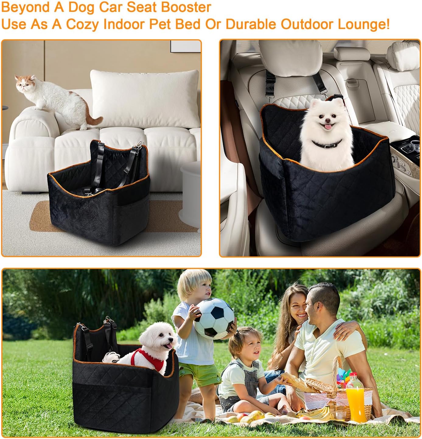 Dog Car Seat for Small Medium Dogs Under 35 lbs, Washable