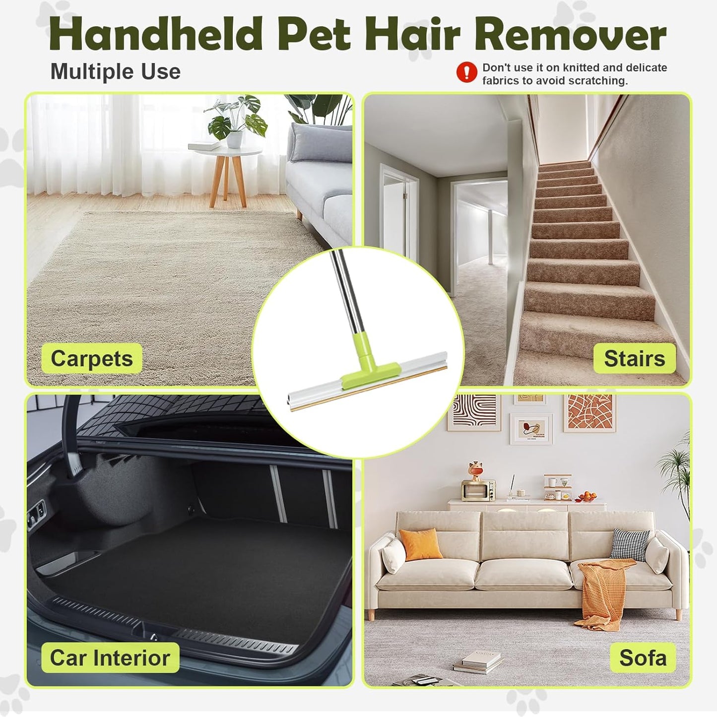 Carpet Rake for Pet Hair Removal with Dual Copper Blades