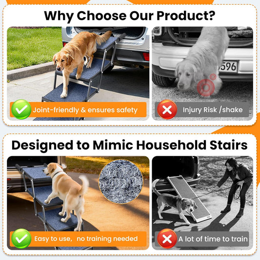 Dog Stairs for Car, 42''x 17'' Extra Wide Dog Stairs for
