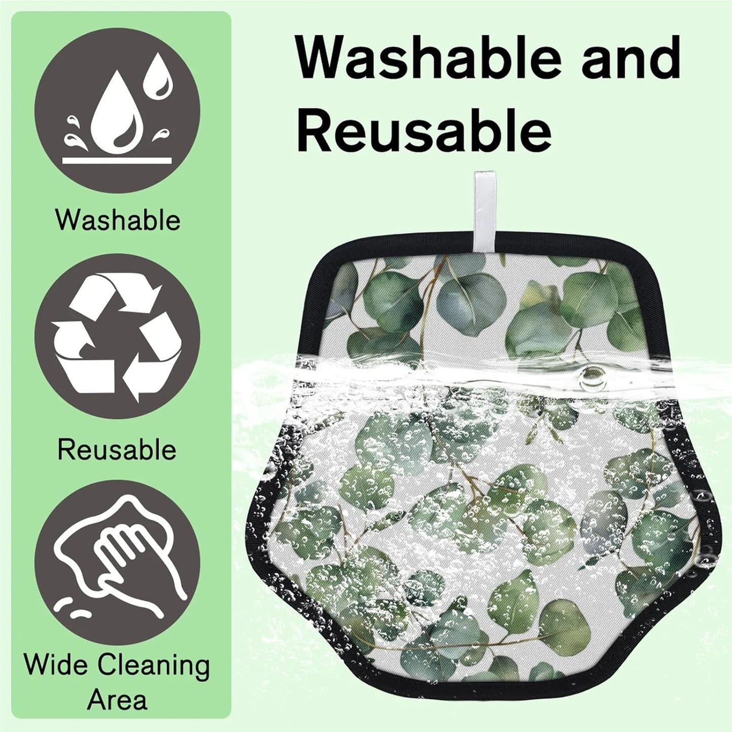Green Eucalyptus Leaves 2Pcs Electrostatic Reusable Pet