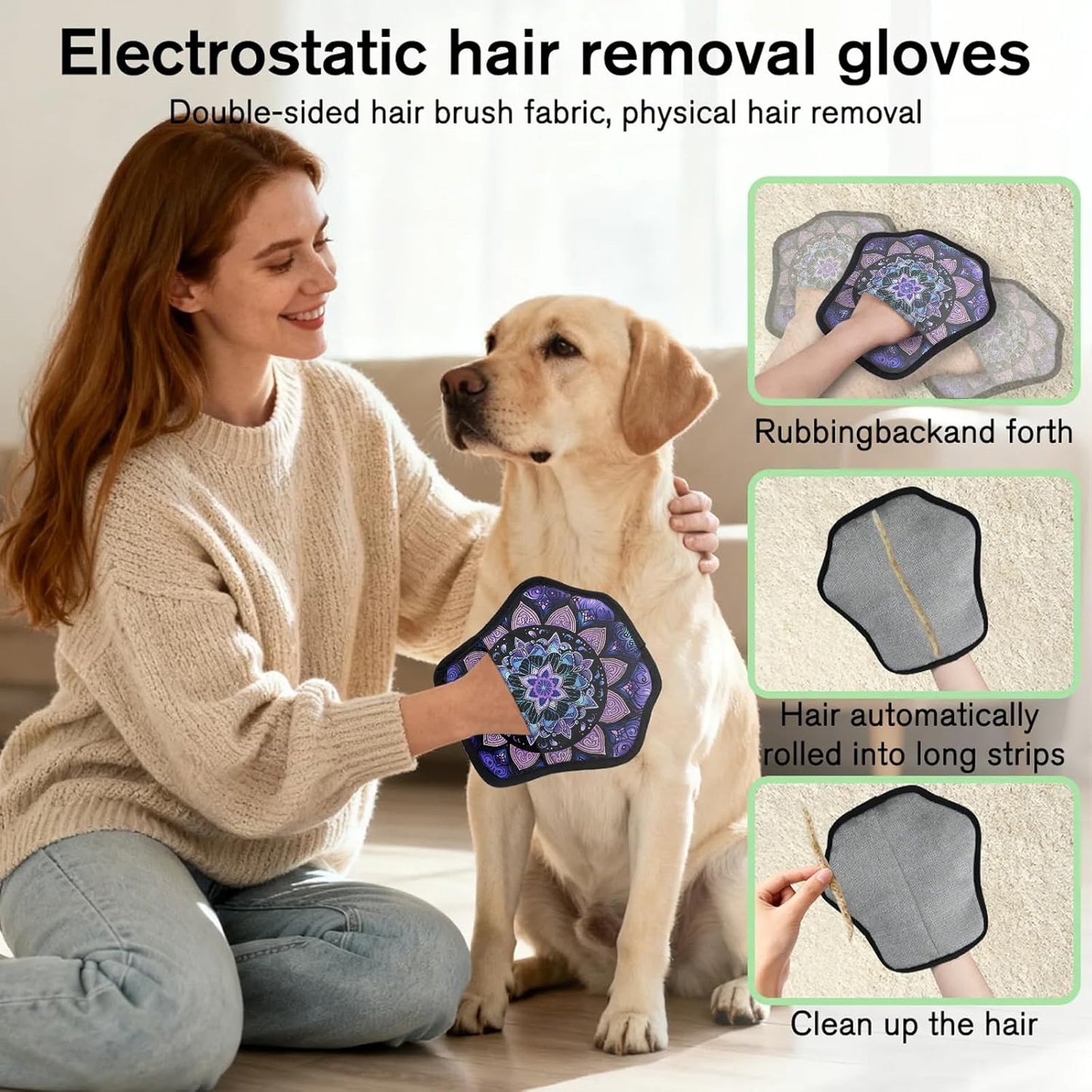 Pet Hair Removal Glove for Dogs Cats Reusable Washable Set