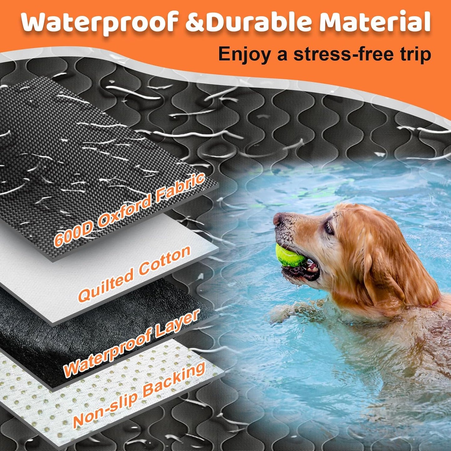 Dog Car Seat Cover for Back Seat - Waterproof Car Seat
