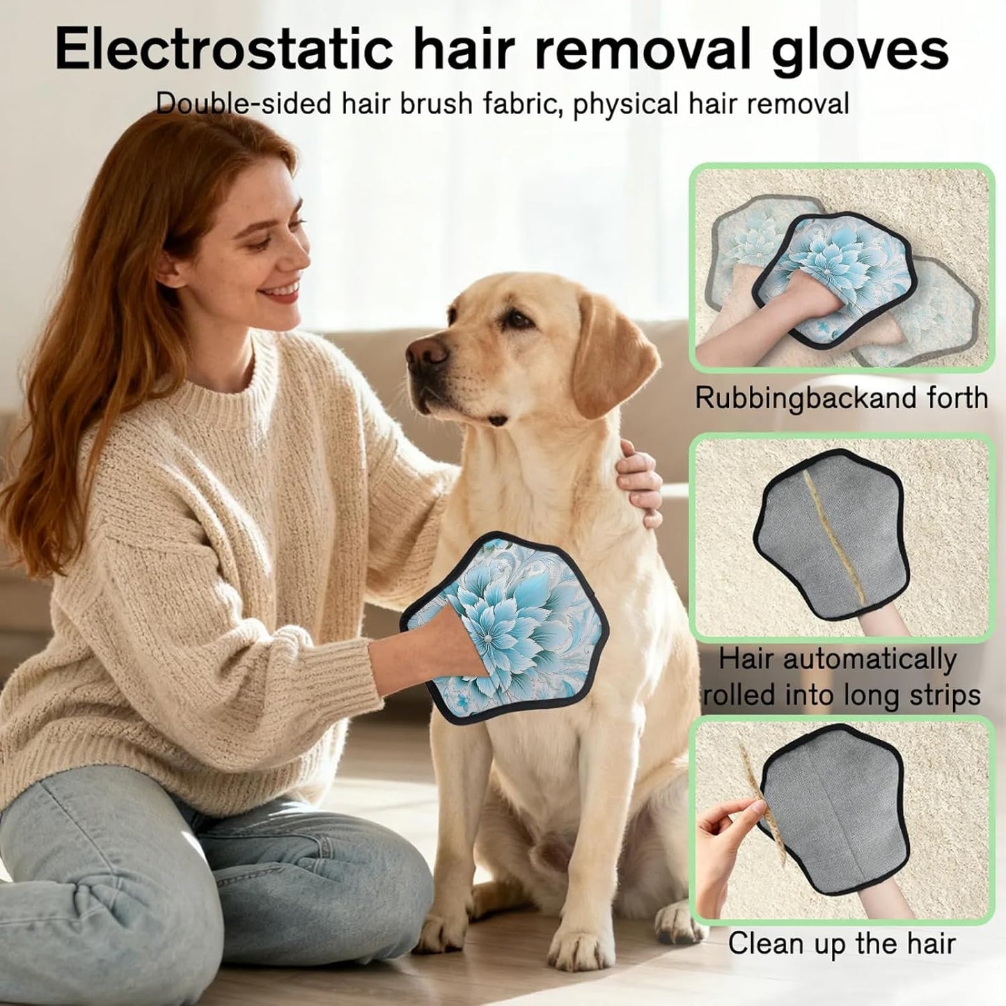 Enthic Blue Flower 2Pcs Electrostatic Reusable Pet Hair