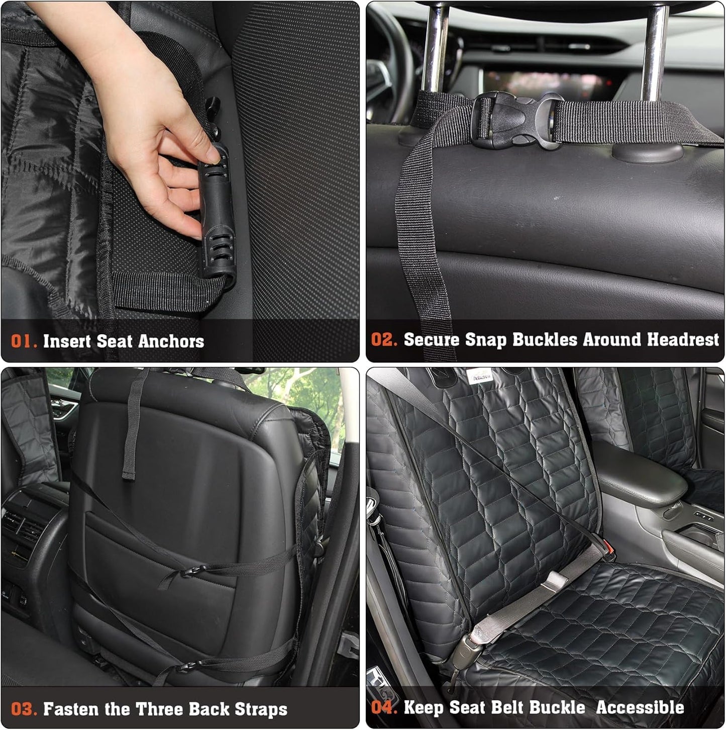 Front Seat Covers for Dogs, Waterproof Leather Dog Car Seat