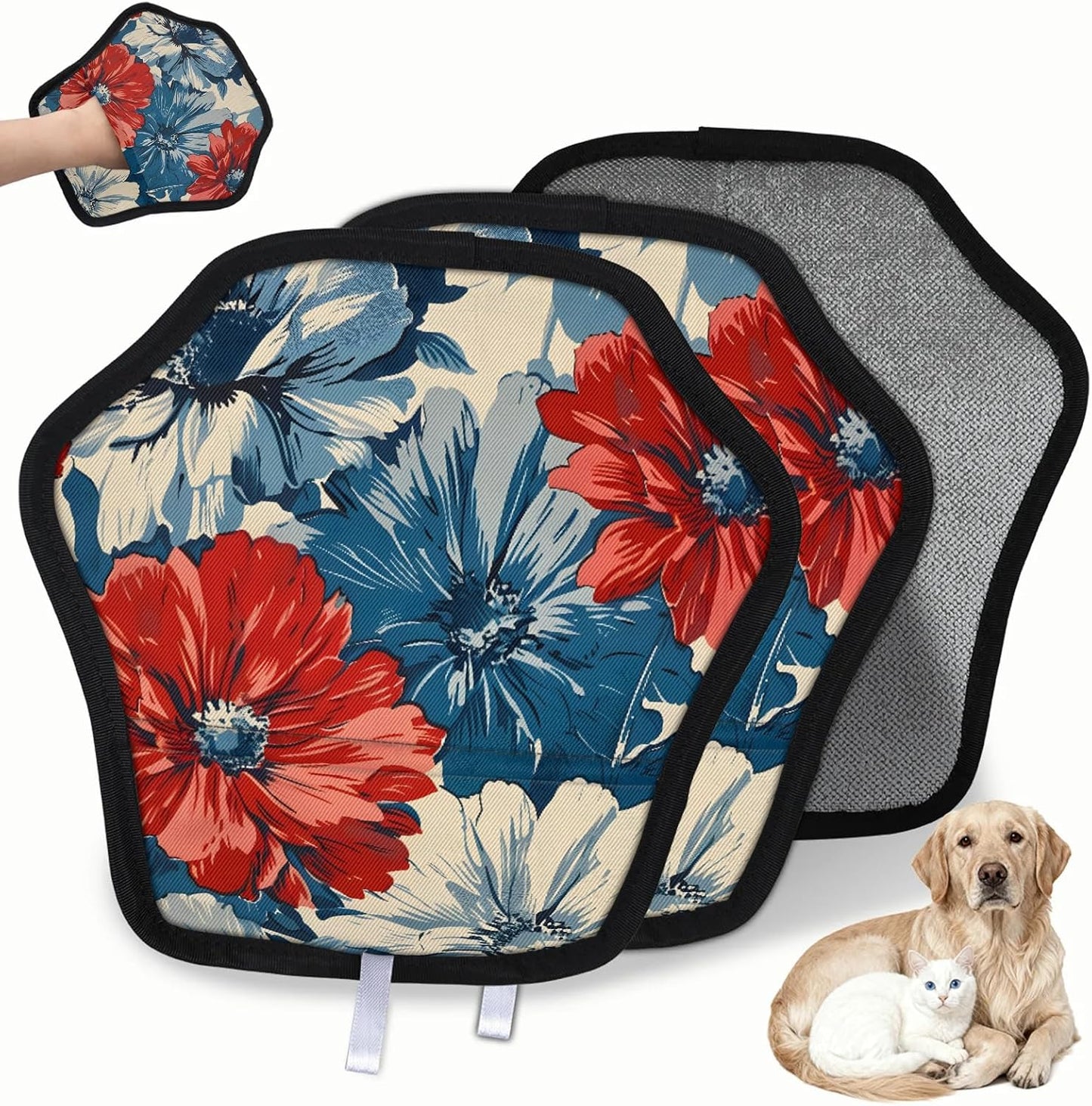 Pet Hair Removal Glove for Dogs Cats Reusable Washable Set